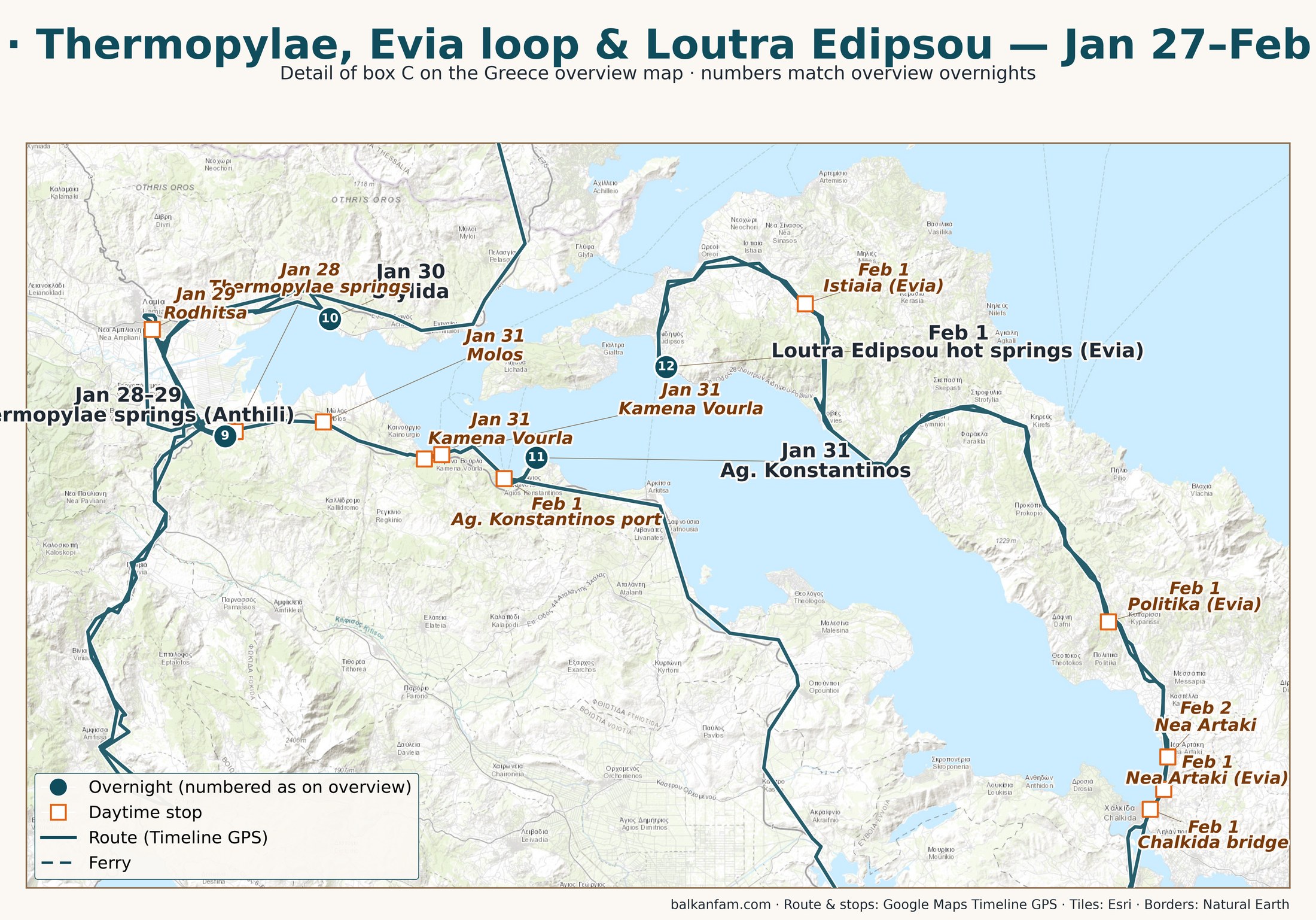 Map of the springs, the gulf and northern Evia