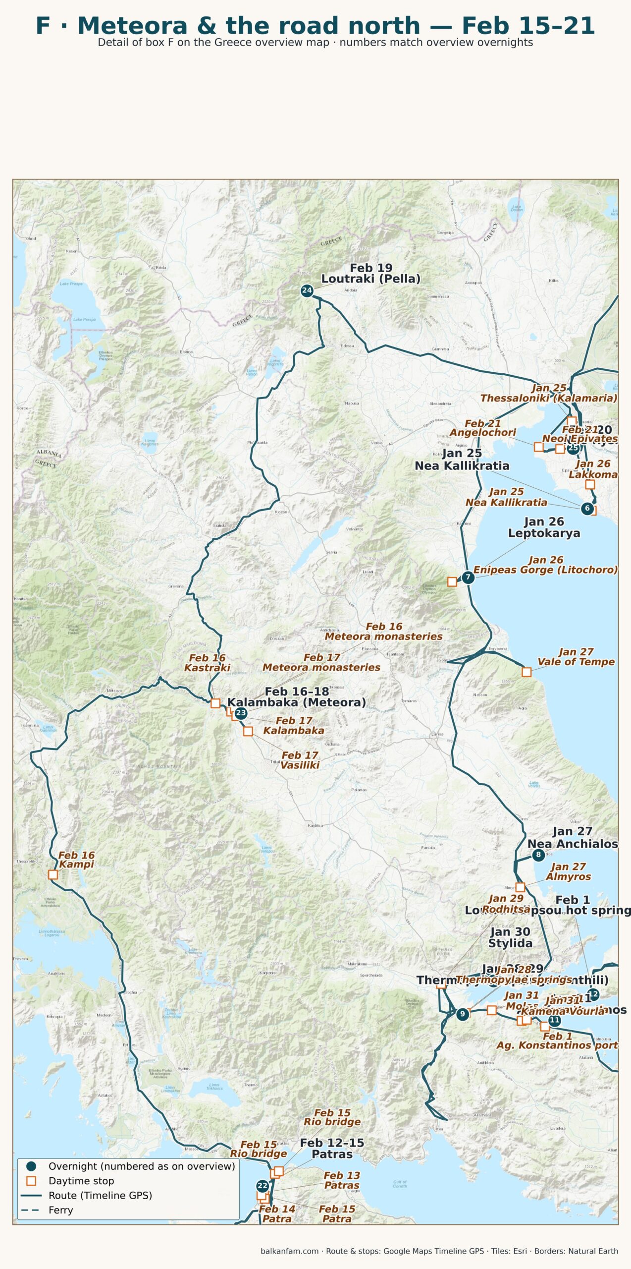 Map of the road north to the rocks