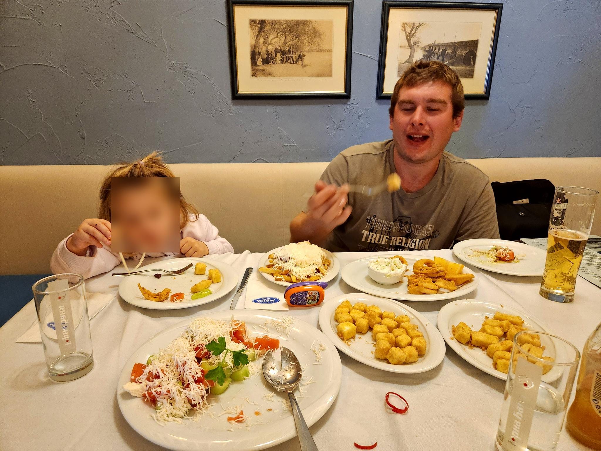 Family dinner on the first night of the trip
