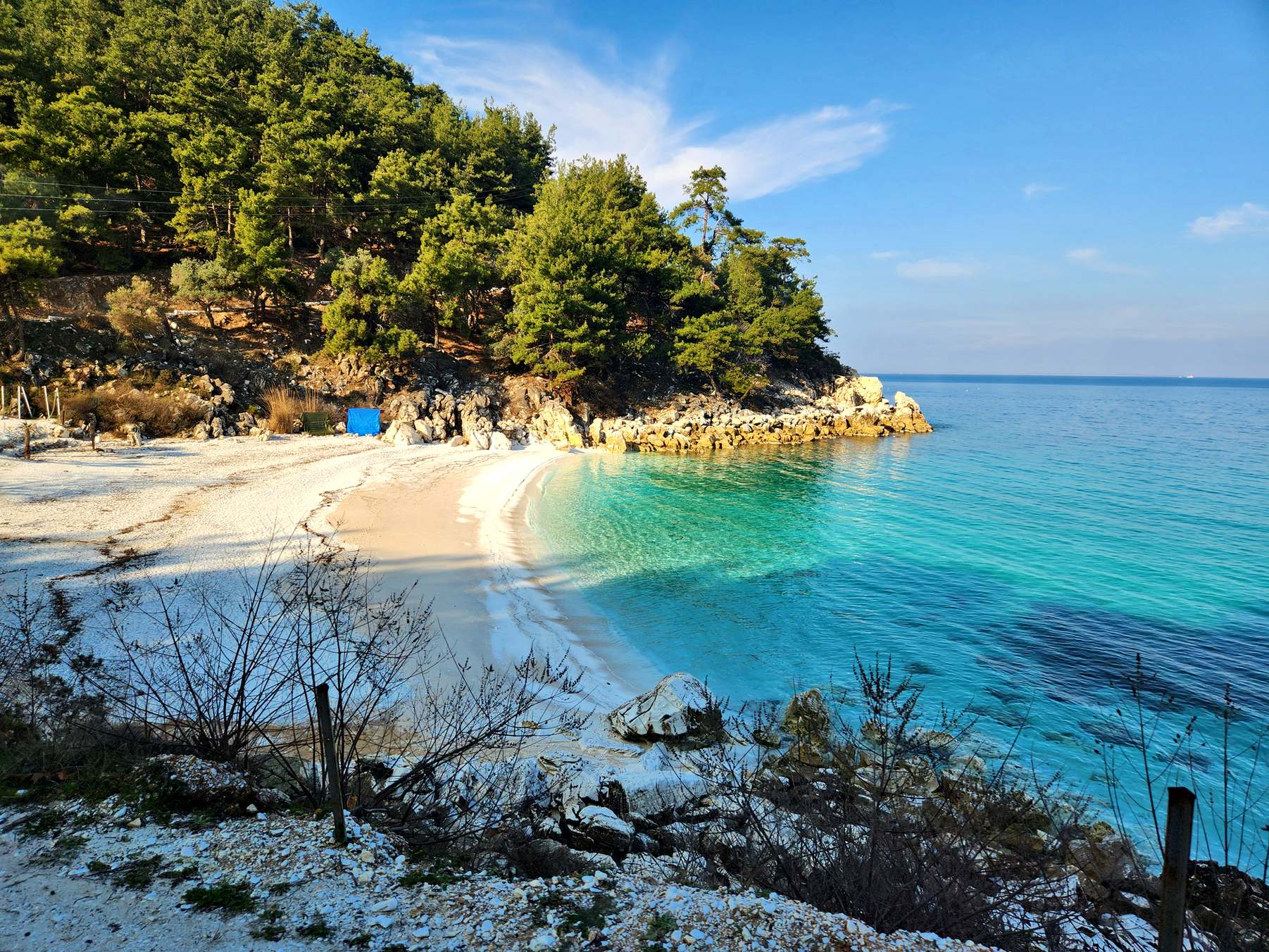White pebbles and turquoise water