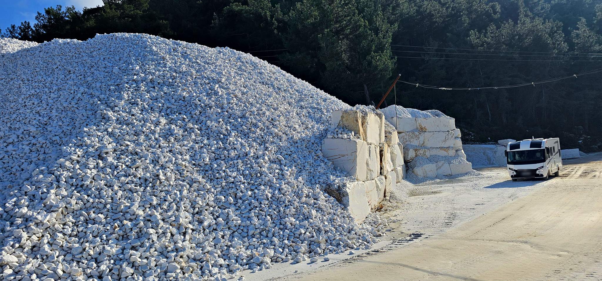 White marble quarries above the beach