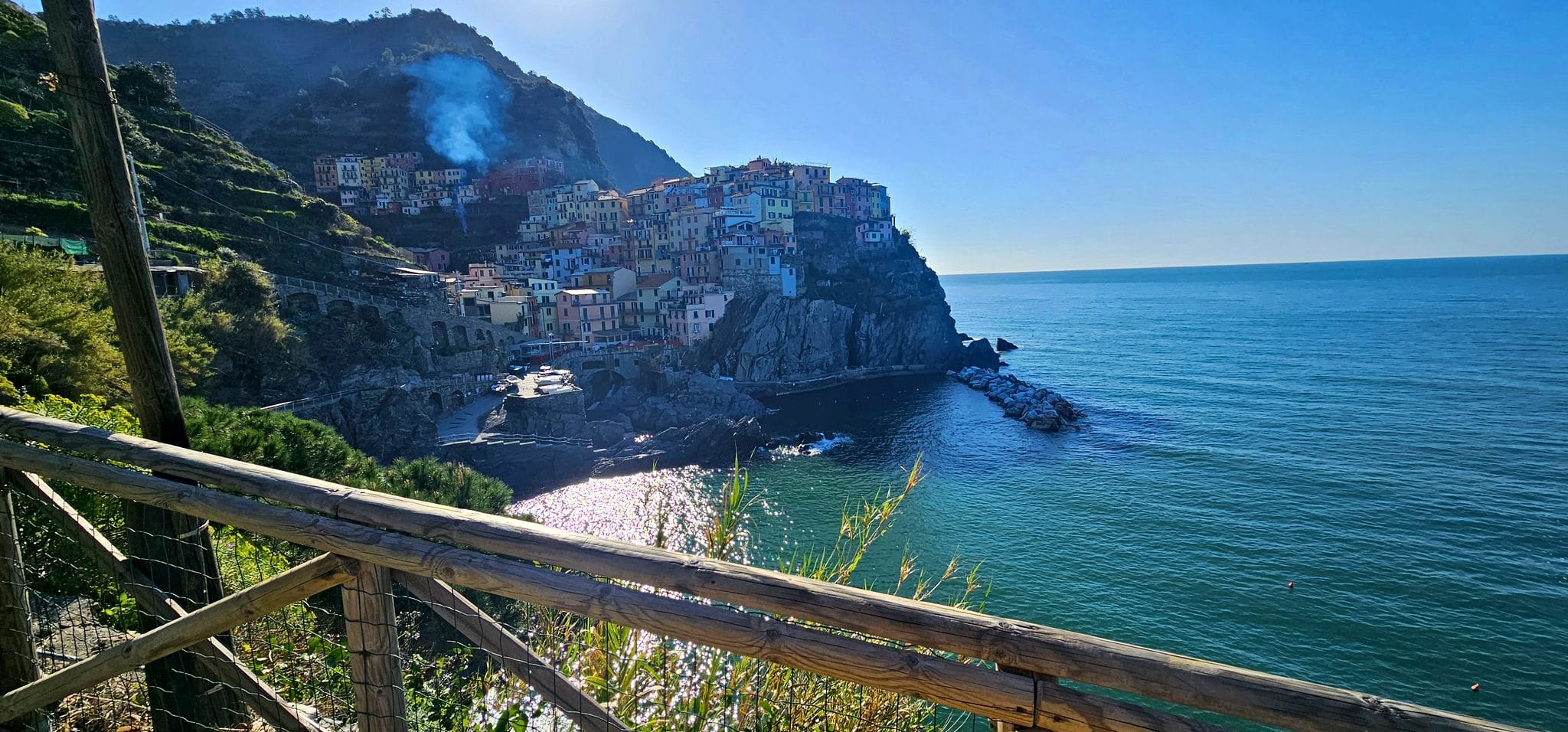 Cliffs and sea at Manarola, Cinque Terre, Italy
