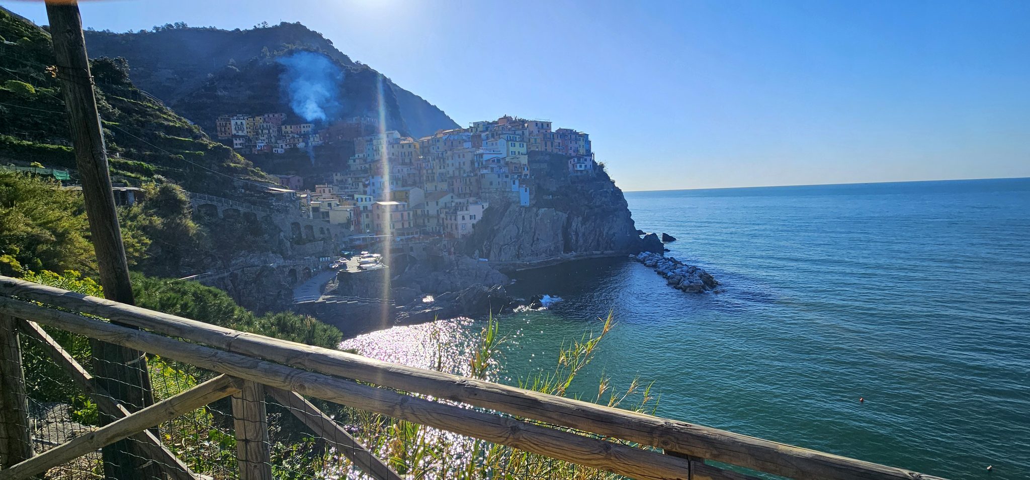 Cinque Terre coast panorama above Manarola