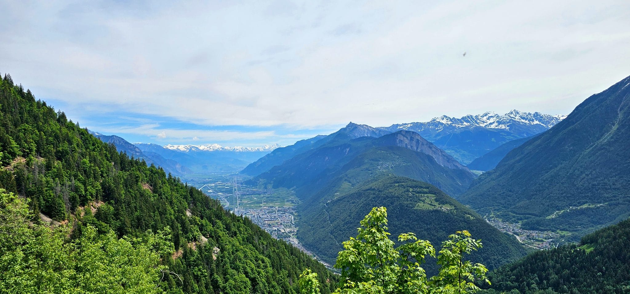 Alpine valley panorama in Switzerland